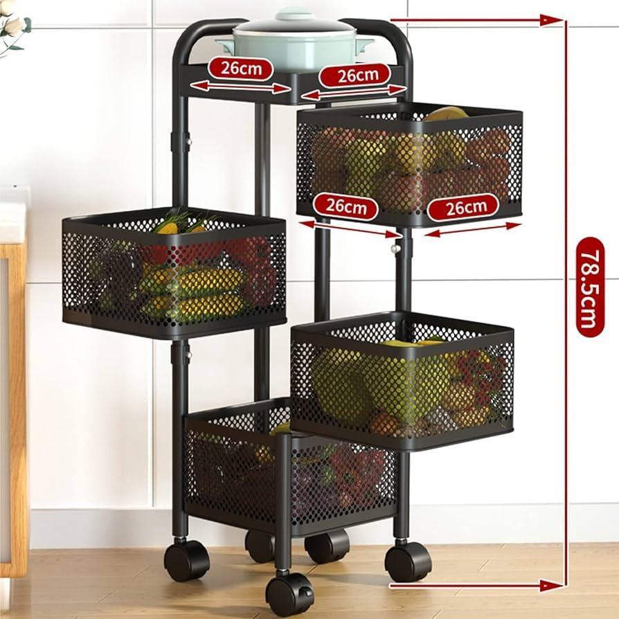 4-Layer Rotatable Fruit Basket – Durable Iron, Easy Access & Stylish Design