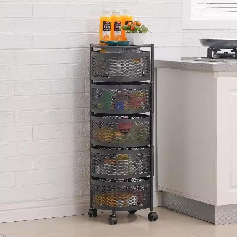 5-Layer Rotatable Fruit Basket – Durable Iron, Space-Saving & Easy Access