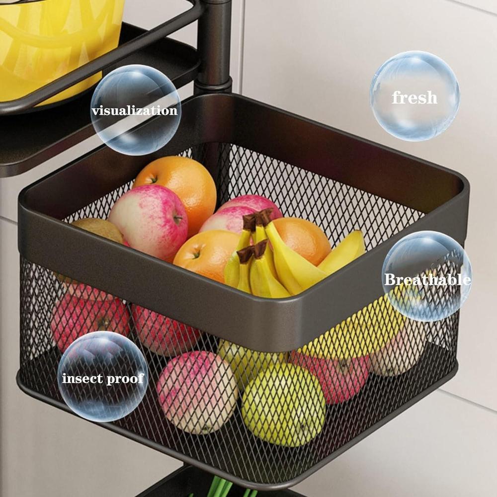 5-Layer Rotatable Fruit Basket – Durable Iron, Convenient & Space-Saving Design