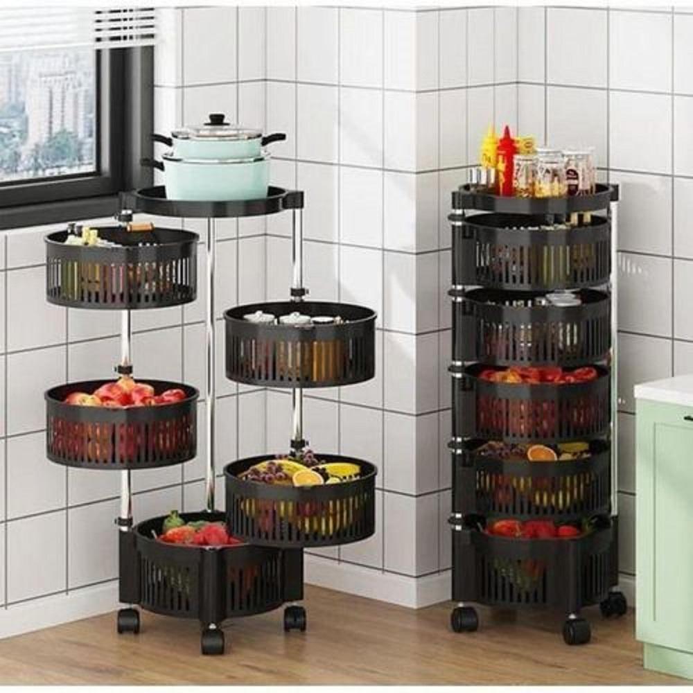 5- Tier Stylish Plastic Fruit Basket - 1 Pc Kitchen organizer