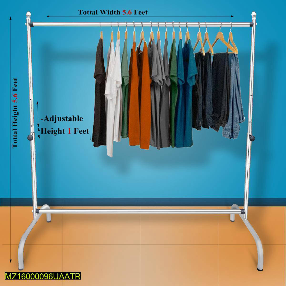 Adjustable Clothes Hanging Stand Rack – 5.6ft, Durable 20-Gauge Metal with Wheels for Easy Mobility