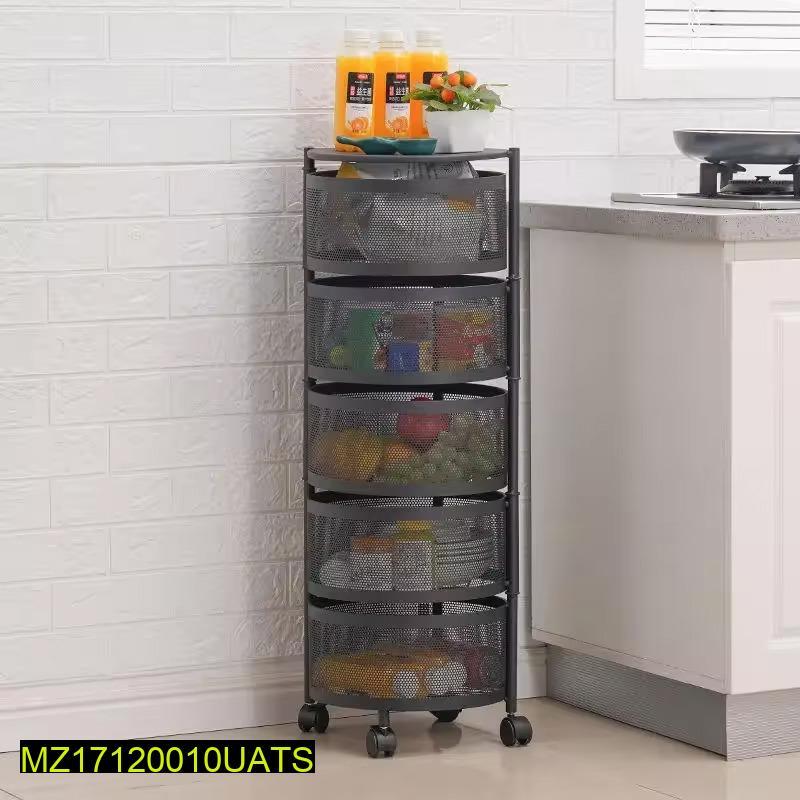 5-Layer Rotatable Fruit Basket – Durable Iron, Space-Saving & Easy Access
