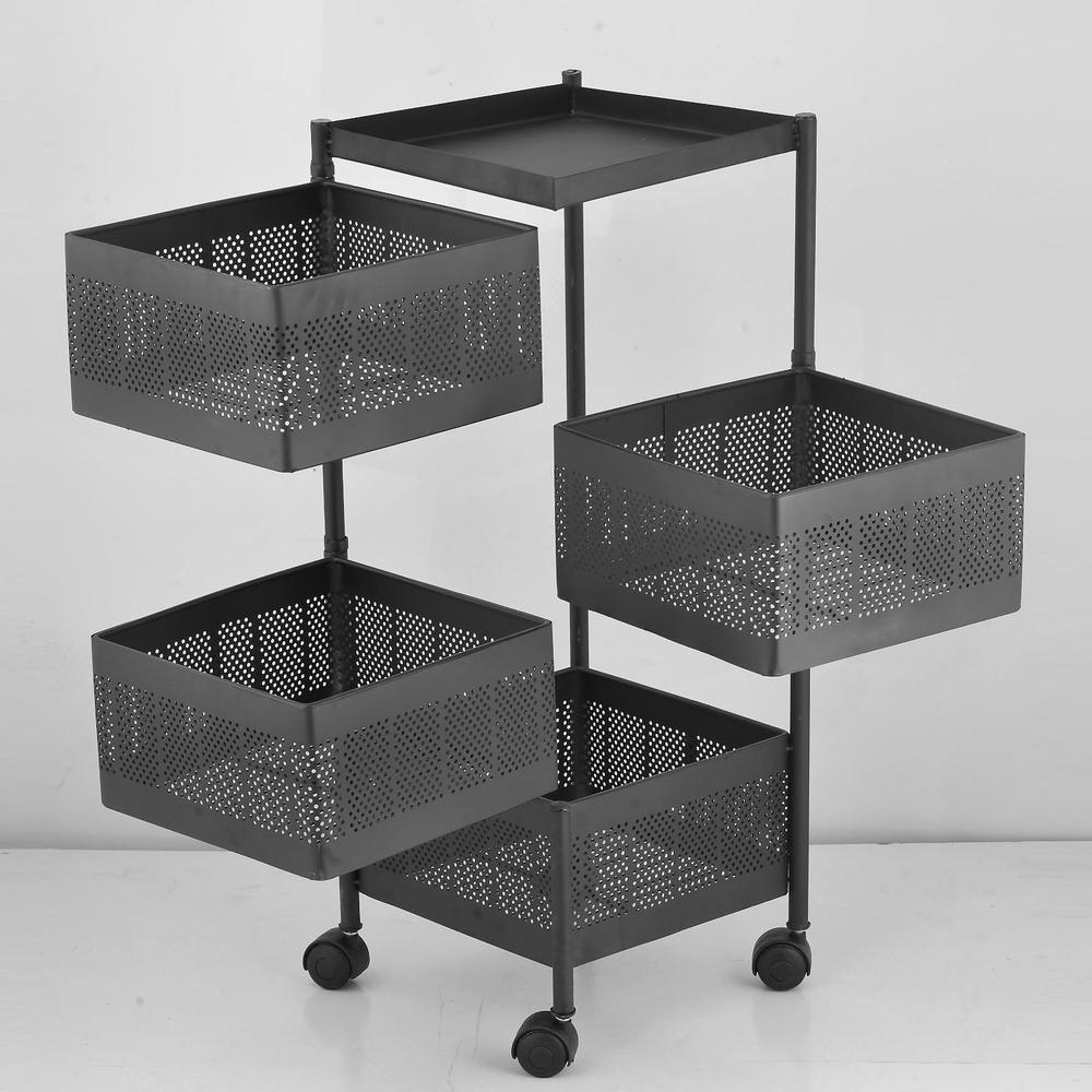 4-Layer Rotatable Fruit Basket – Durable Iron, Easy Access & Stylish Design