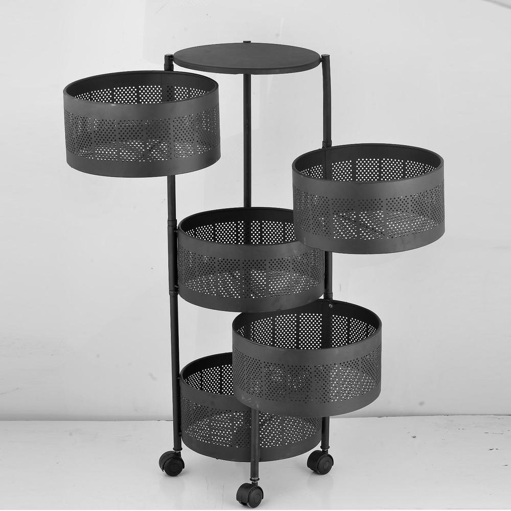 5-Layer Rotatable Fruit Basket – Durable Iron, Space-Saving & Easy Access