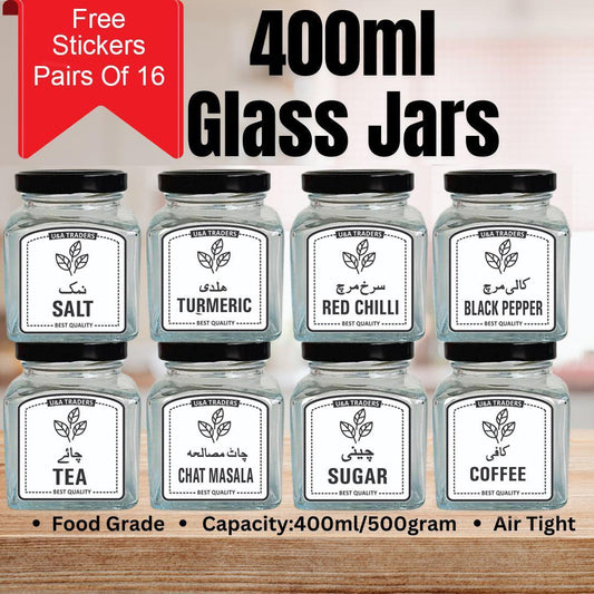 Stylish 8 Pcs Spices Jar Set - Enhance Your Kitchen Functionality.