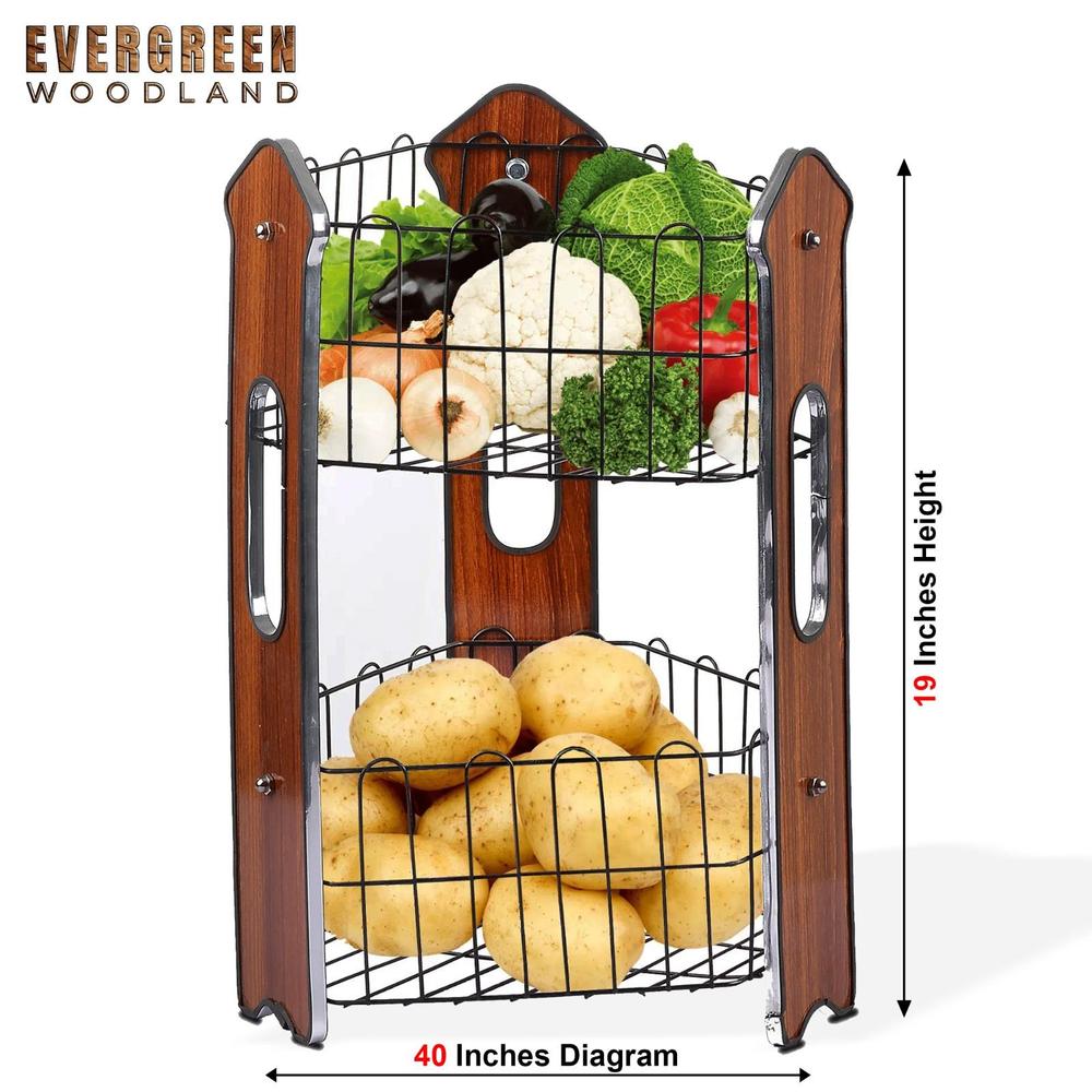 2-Layer Kitchen Fruit Basket – Durable Iron, Functional & Sleek Design