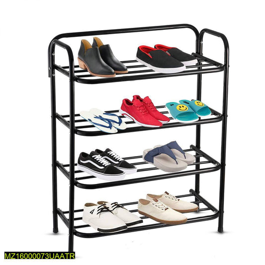4-Layer Shoe Rack Stand – Stainless Black, Rust-Resistant & Durable Storage for 12 Pairs