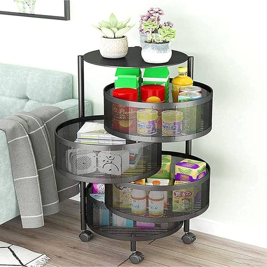 4-Layer Rotatable Fruit Basket – Durable Iron, Sleek & Practical Design