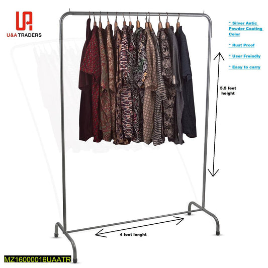 Space-Saving 5.5ft Garment Rack with Sleek Silver Design

