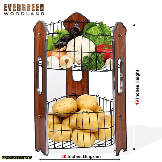 2-Layer Kitchen Fruit Basket – Durable Iron, Functional & Sleek Design