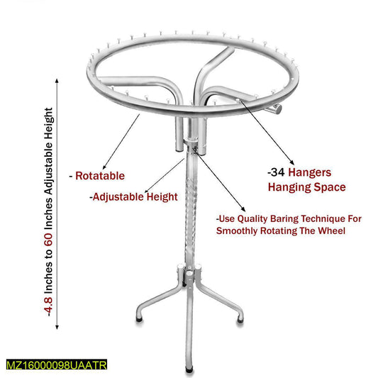 Round Shape Boutique Stand – Heavy-Duty 100kg Capacity, 20-Gauge Metal with Chrome Finish
